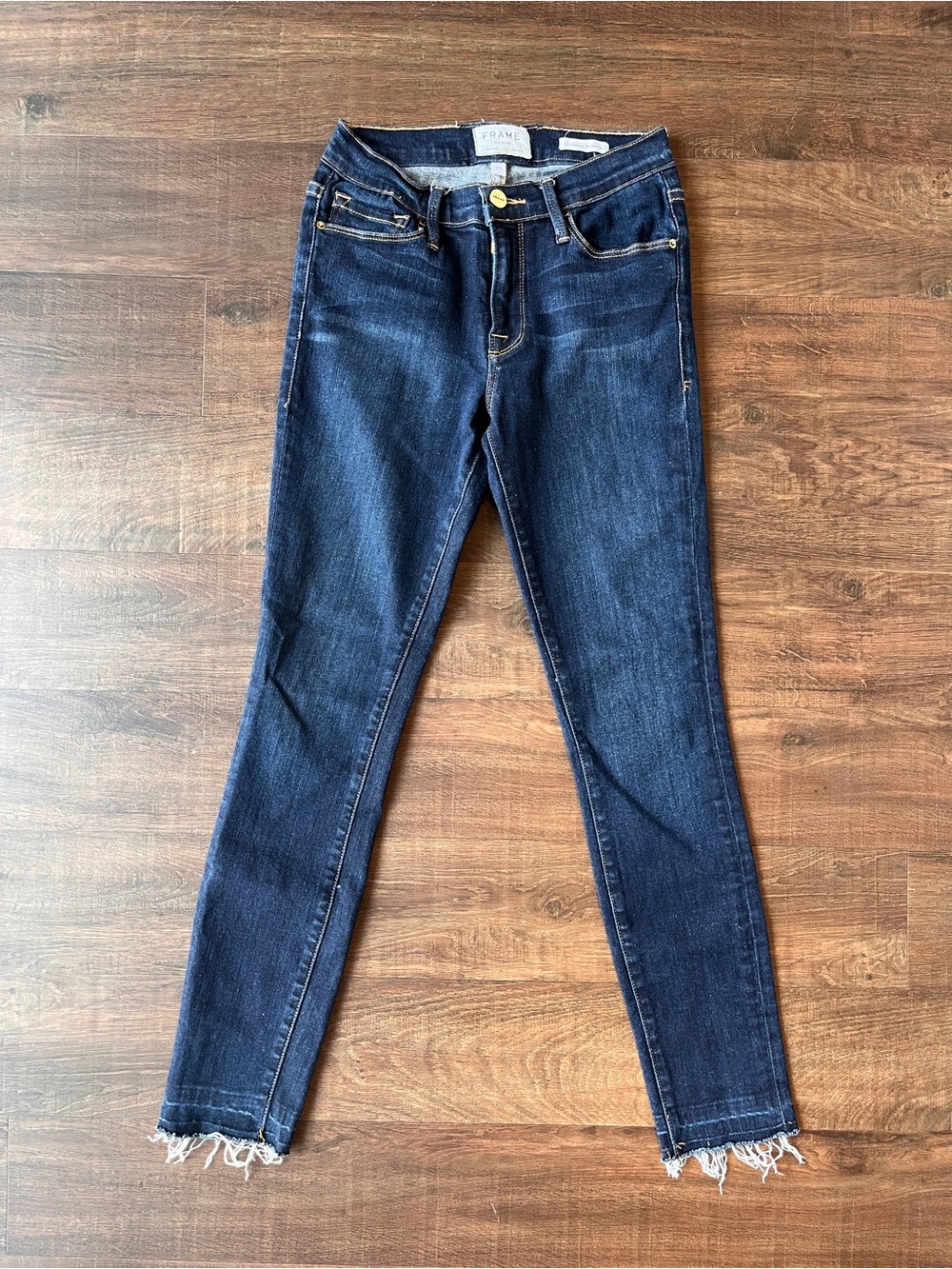 Frame Blue Dark Wash Mid-Rise Le Skinny De Jeanne Crop Denim Jeans Women's 27